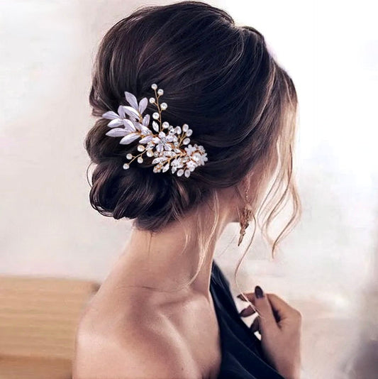 "Lesley" - Gold Pearl Bridal Hair Comb