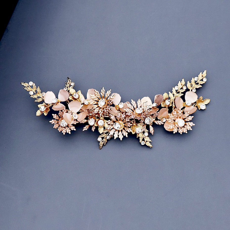 Selima - Gold Crystal Bridal Hair Clip