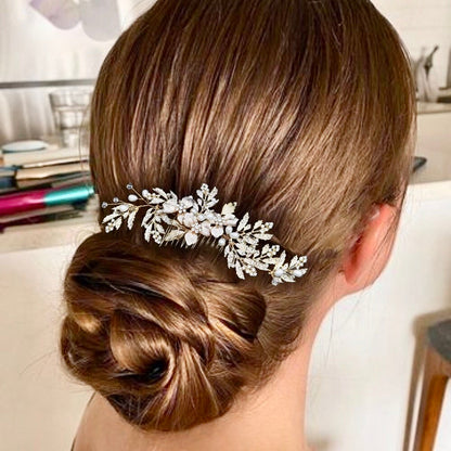 Galina - Pearl and Crystal Bridal Hair Comb- Available in Gold and Silver