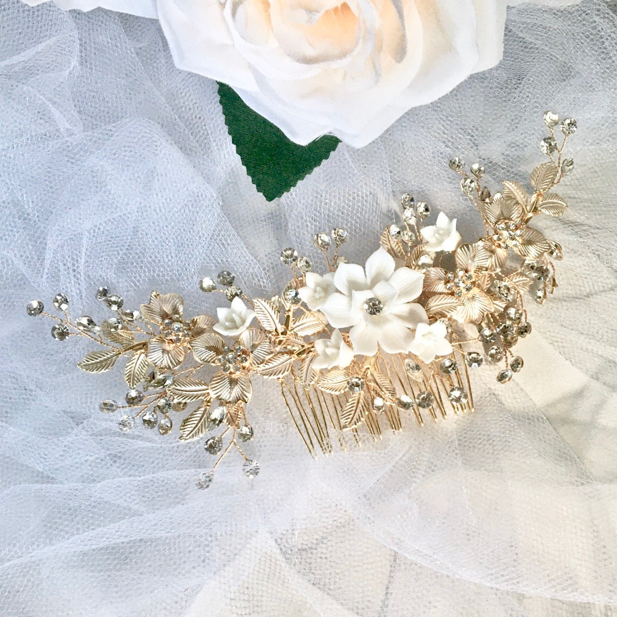Rosie - Gold Bridal Hair Comb
