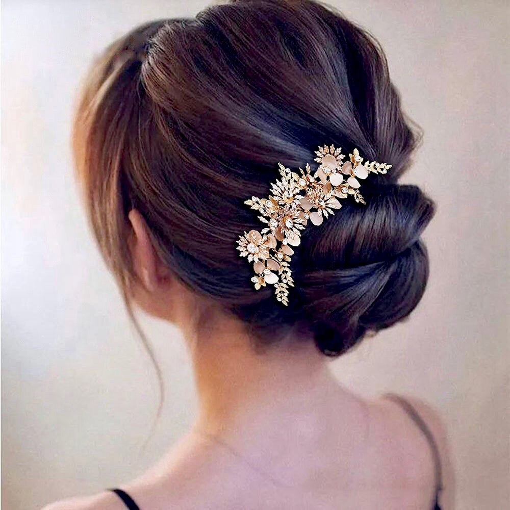Selima - Gold Crystal Bridal Hair Clip