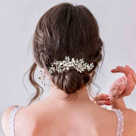 Galina - Pearl and Crystal Bridal Hair Comb- Available in Gold and Silver