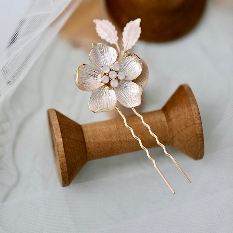 Yara -  Gold Opal Bridal Hair Pin Set