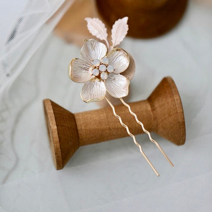 Yara -  Gold Opal Bridal Hair Pin Set