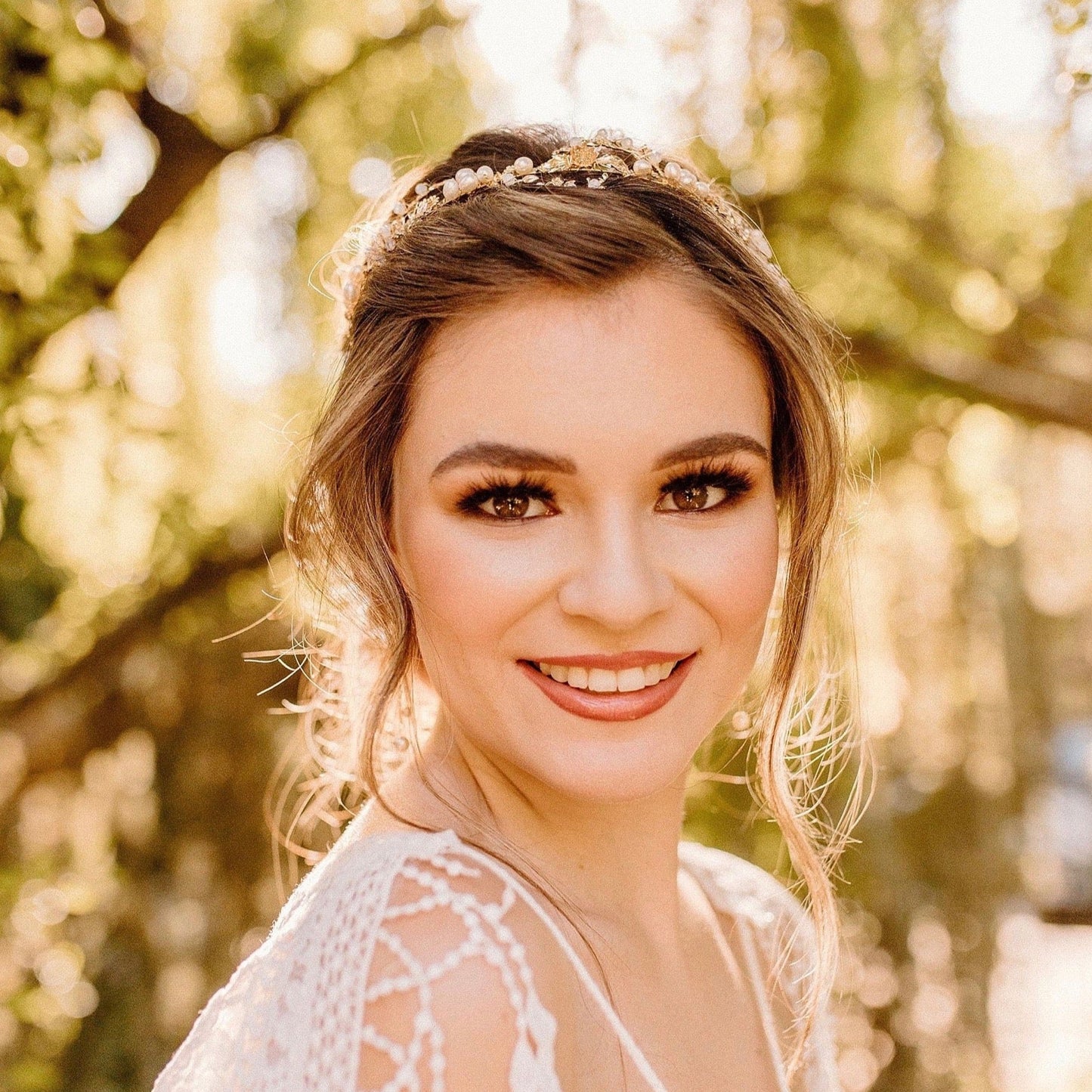Reatta - Opal and Freshwater Pearl Bridal Headband