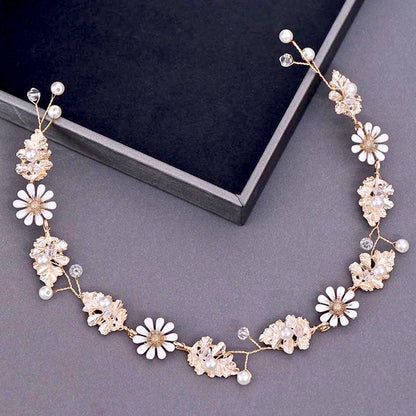 "Jaclyn" - Gold Pearl and Crystal Bridal Headband