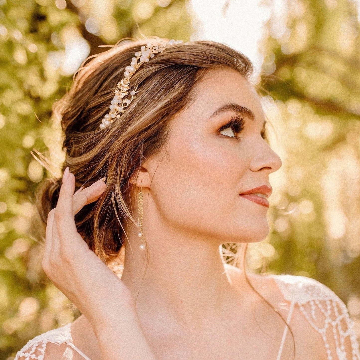 Reatta - Opal and Freshwater Pearl Bridal Headband