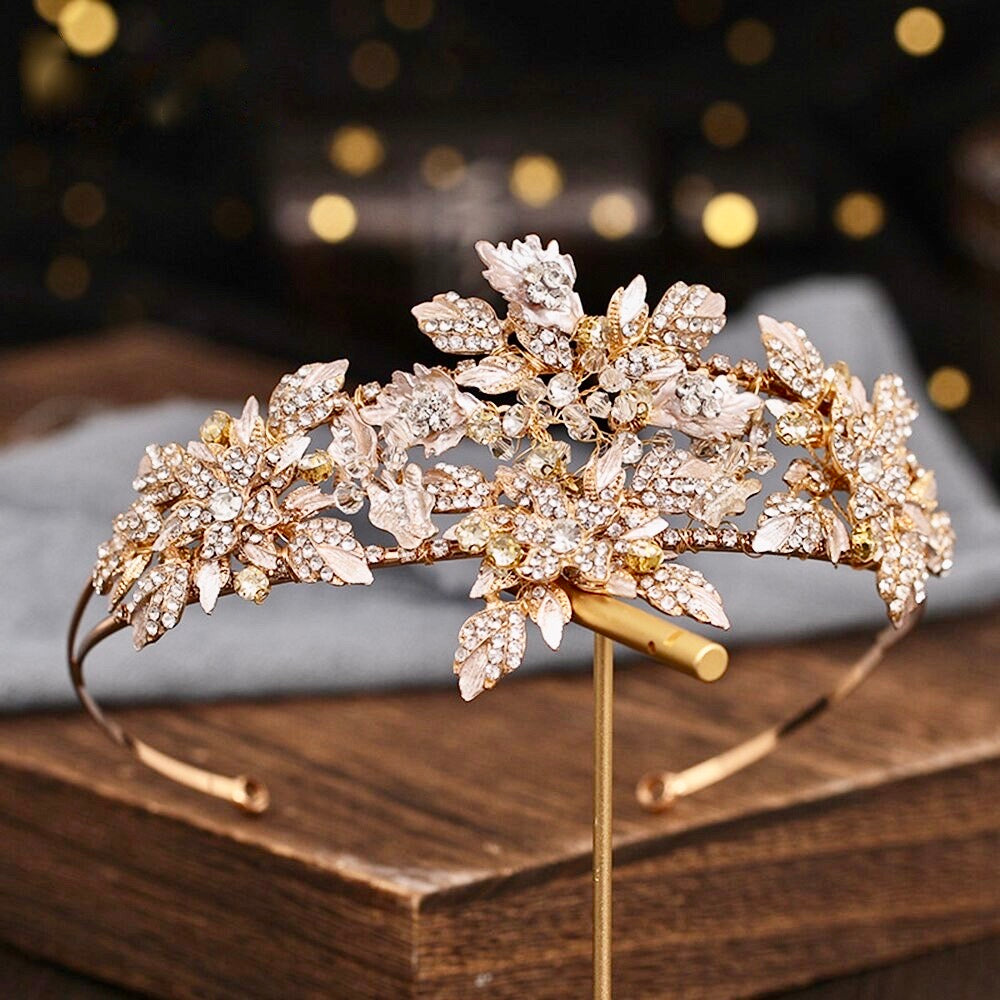 Sybil - Gold Crystal Bridal Headdress