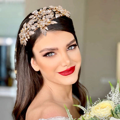 Sybil - Gold Crystal Bridal Headdress