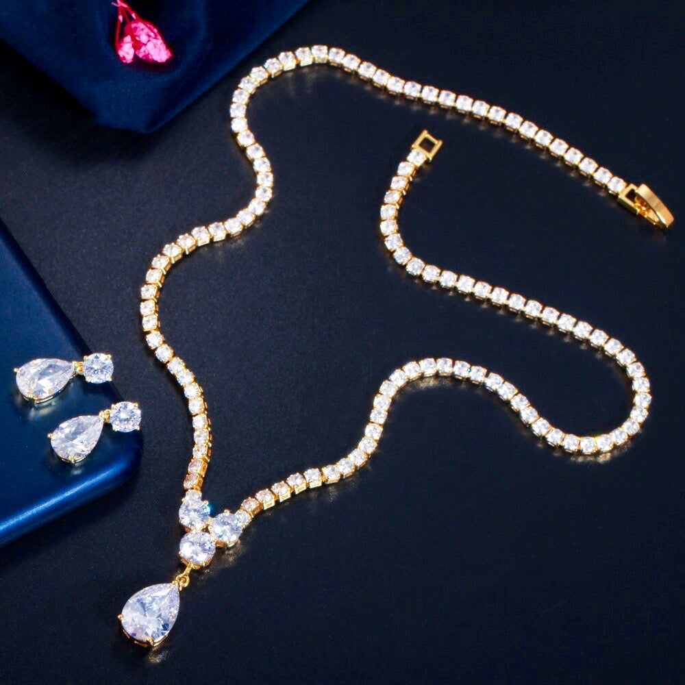 Kia - Cubic Zirconia Bridal Jewelry Set - Available in Silver and Gold