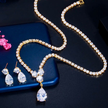 Kia - Cubic Zirconia Bridal Jewelry Set - Available in Silver and Gold
