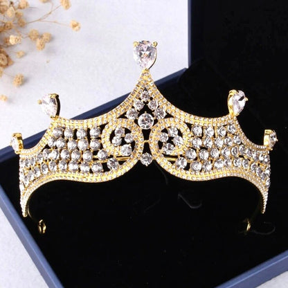 "Iolanda" - Gold Bridal 3-Piece Jewelry Set With Tiara