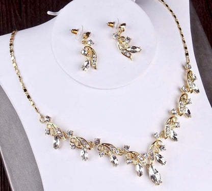 "Iolanda" - Gold Bridal 3-Piece Jewelry Set With Tiara