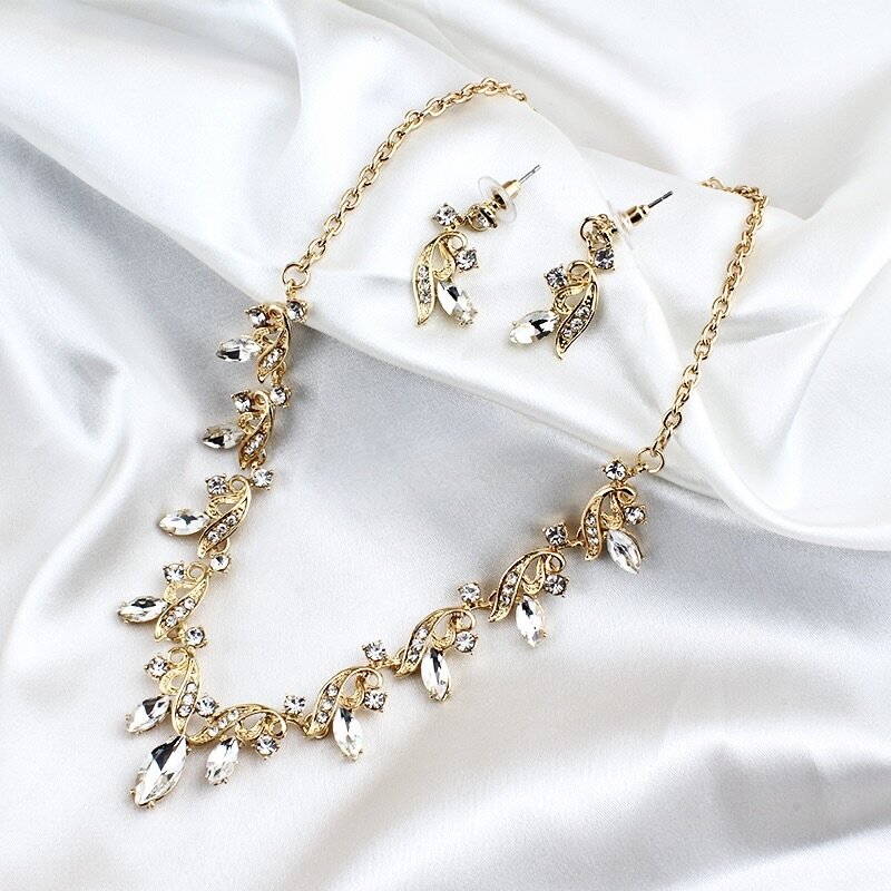 "Iolanda" - Gold Bridal 3-Piece Jewelry Set With Tiara