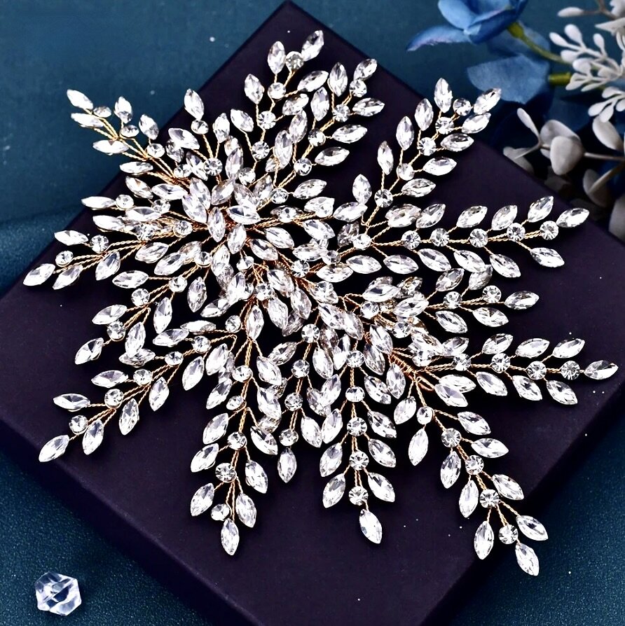 Olena - Crystal Bridal Hair Accessory Headdress - Available in Silver and Gold