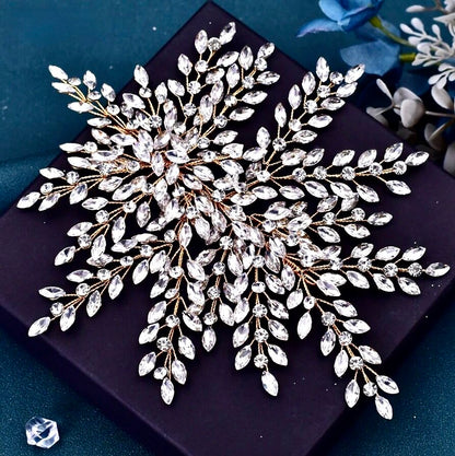Olena - Crystal Bridal Hair Accessory Headdress - Available in Silver and Gold