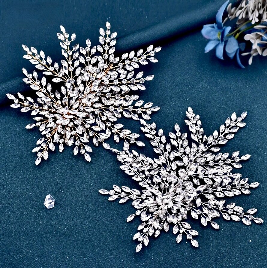 Olena - Crystal Bridal Hair Accessory Headdress - Available in Silver and Gold