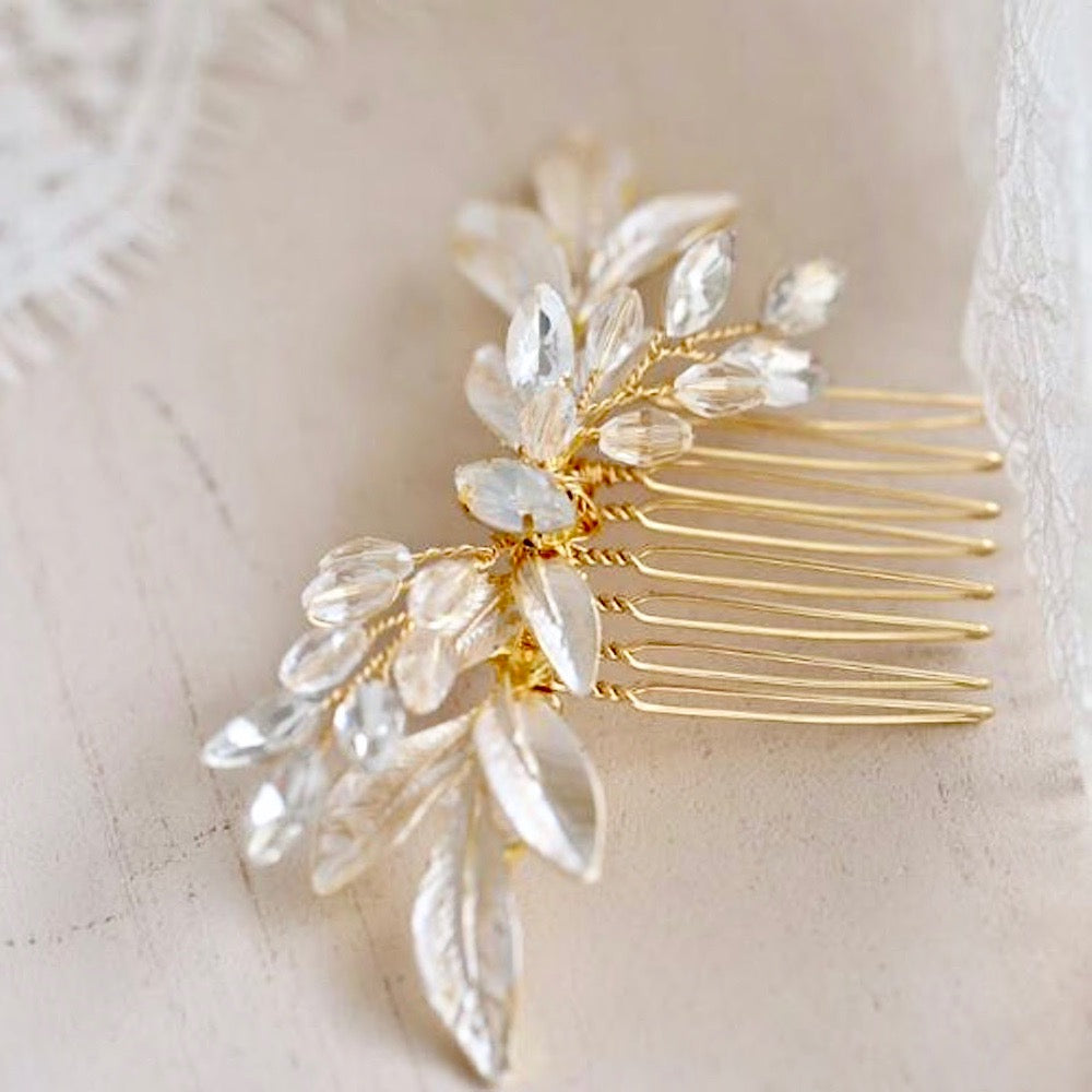 "Malia" - Gold Opal Bridal Hair Comb