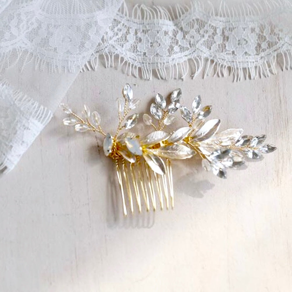 "Malia" - Gold Opal Bridal Hair Comb