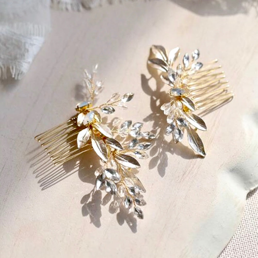 "Malia" - Gold Opal Bridal Hair Comb