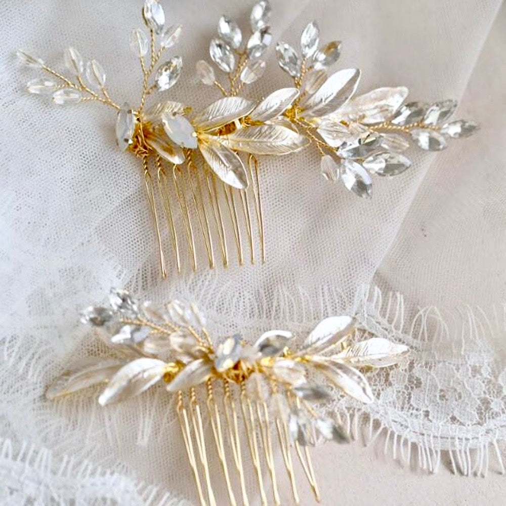 "Malia" - Gold Opal Bridal Hair Comb