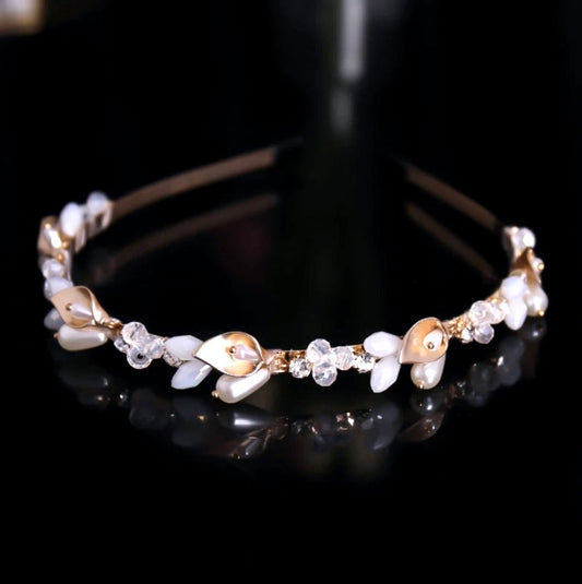 "Shaye" - Gold Opal Bridal Headband