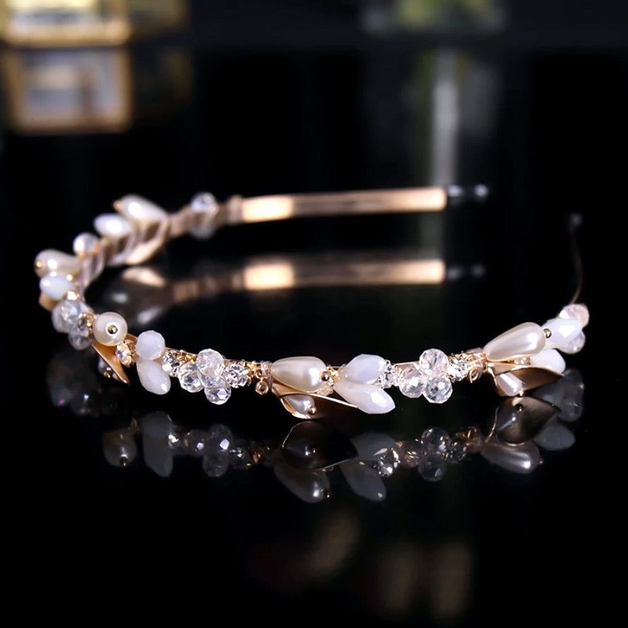 "Shaye" - Gold Opal Bridal Headband