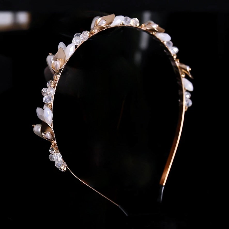 "Shaye" - Gold Opal Bridal Headband