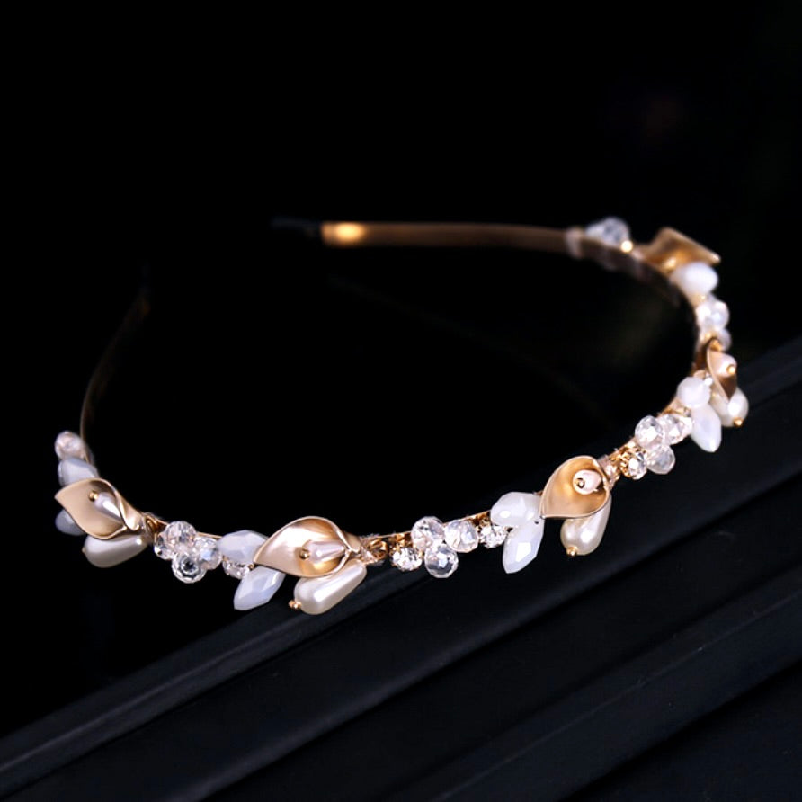 "Shaye" - Gold Opal Bridal Headband