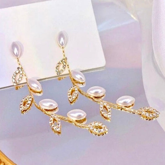 Ariella - Gold Pearl Bridal Earrings
