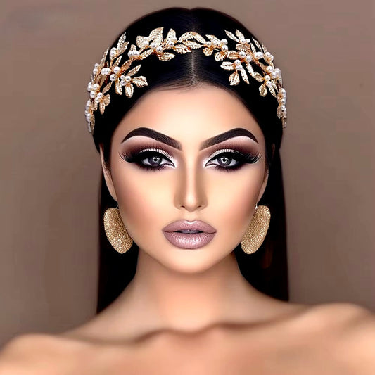 "Laurel" - Gold Pearl Bridal Headband