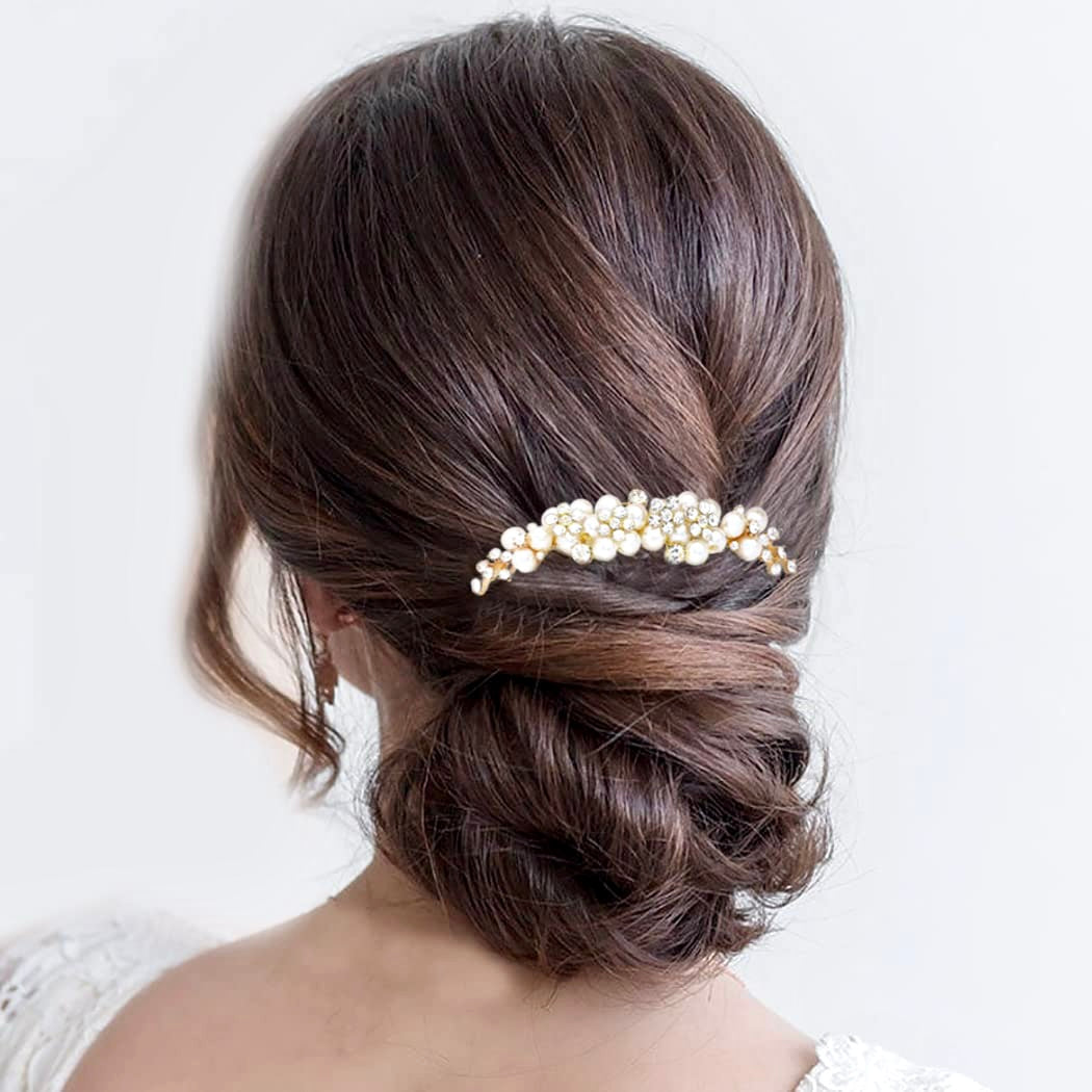 Bertha - Gold Pearl Bridal Hair Comb
