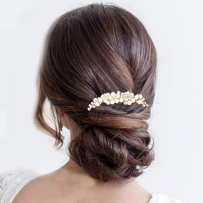 Bertha - Gold Pearl Bridal Hair Comb