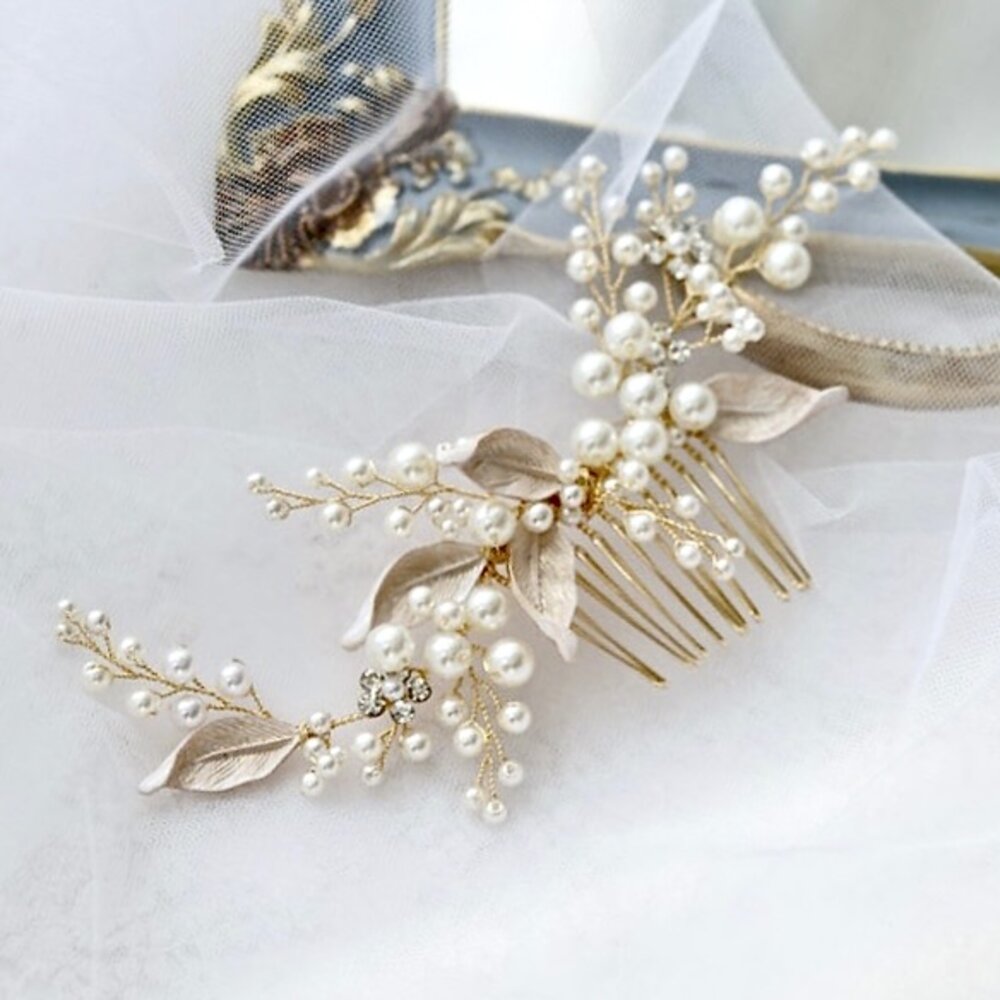 Chandra - Pearl Bridal Hair Comb - Available in Gold and Silver