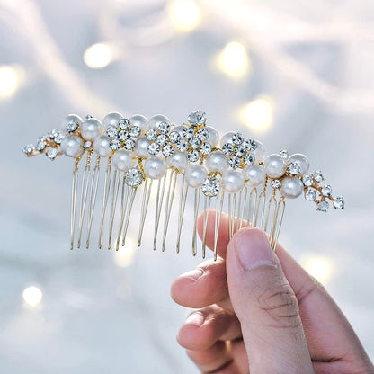 Bertha - Gold Pearl Bridal Hair Comb