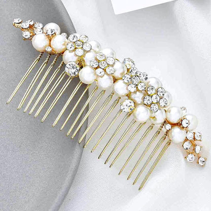Bertha - Gold Pearl Bridal Hair Comb