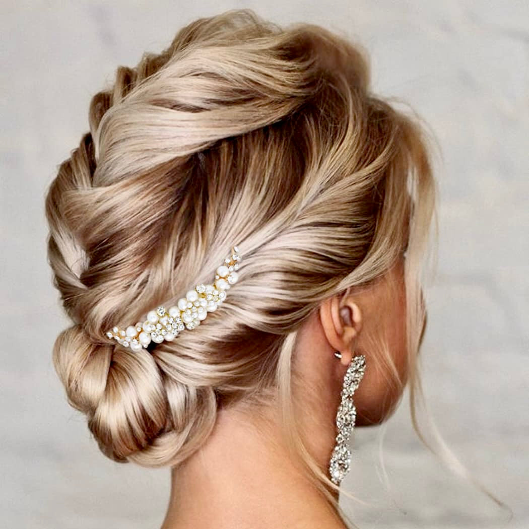 Bertha - Gold Pearl Bridal Hair Comb