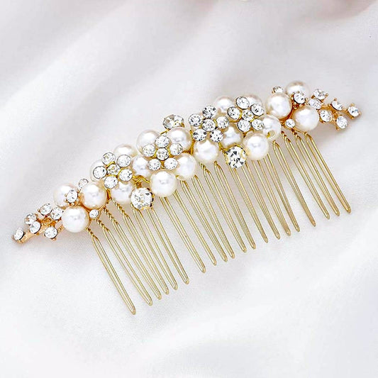 Bertha - Gold Pearl Bridal Hair Comb