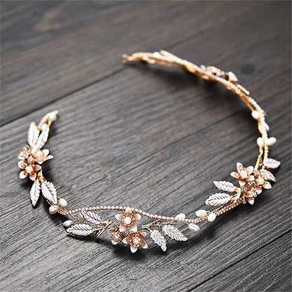 "Johanna" - Gold Pearl Bridal Headband