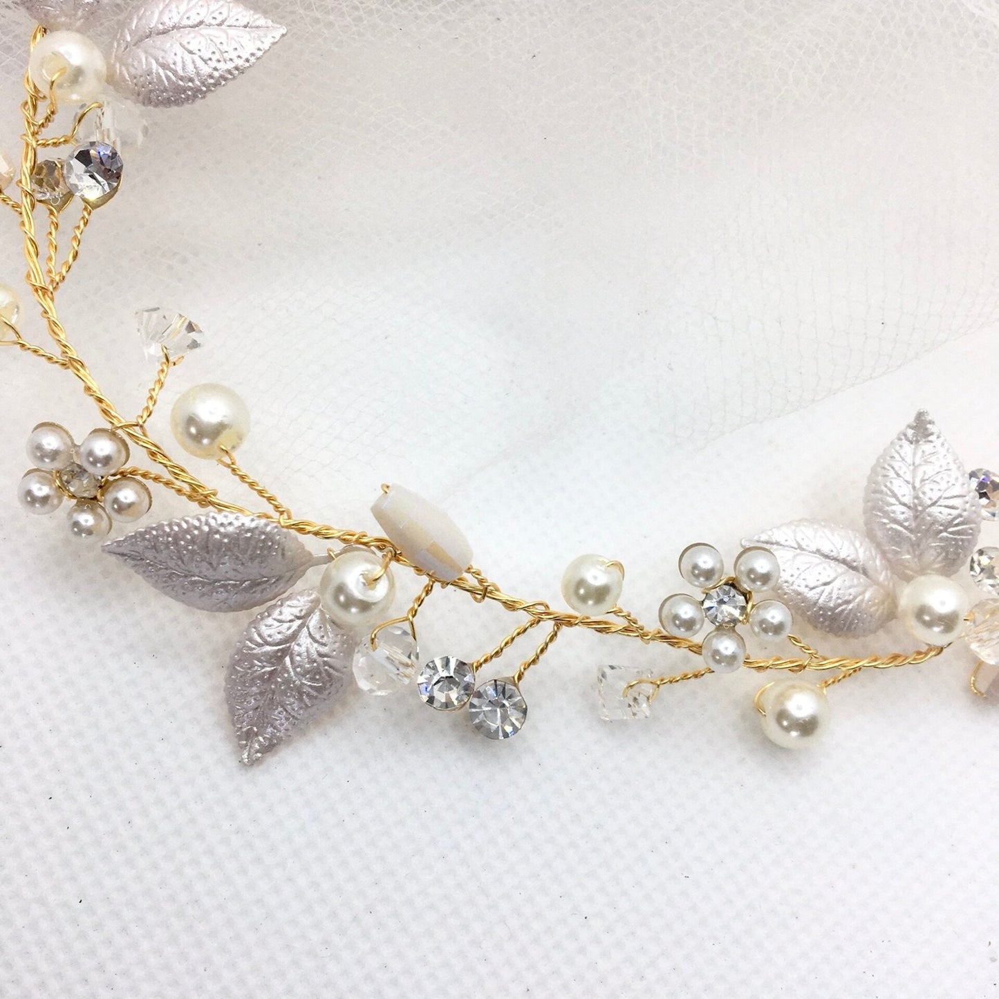 Gladys - Romantic Floral Bridal Headband / Hair Vine