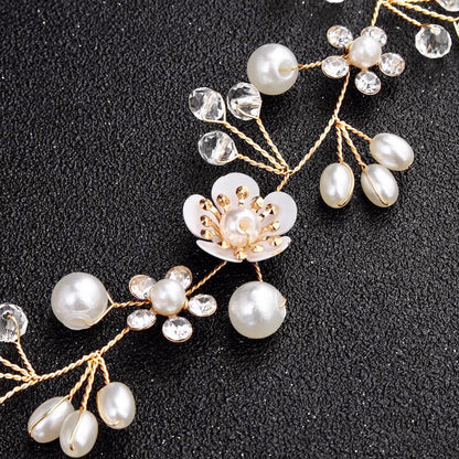 "Noreen" - Gold Pearl and Crystal Bridal Headband