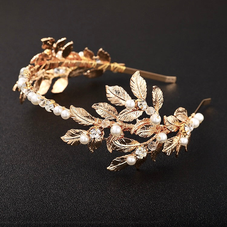 "Kariani" - Gold Pearl Bridal Headband