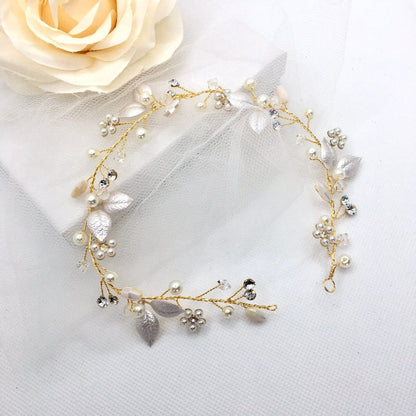 Gladys - Romantic Floral Bridal Headband / Hair Vine