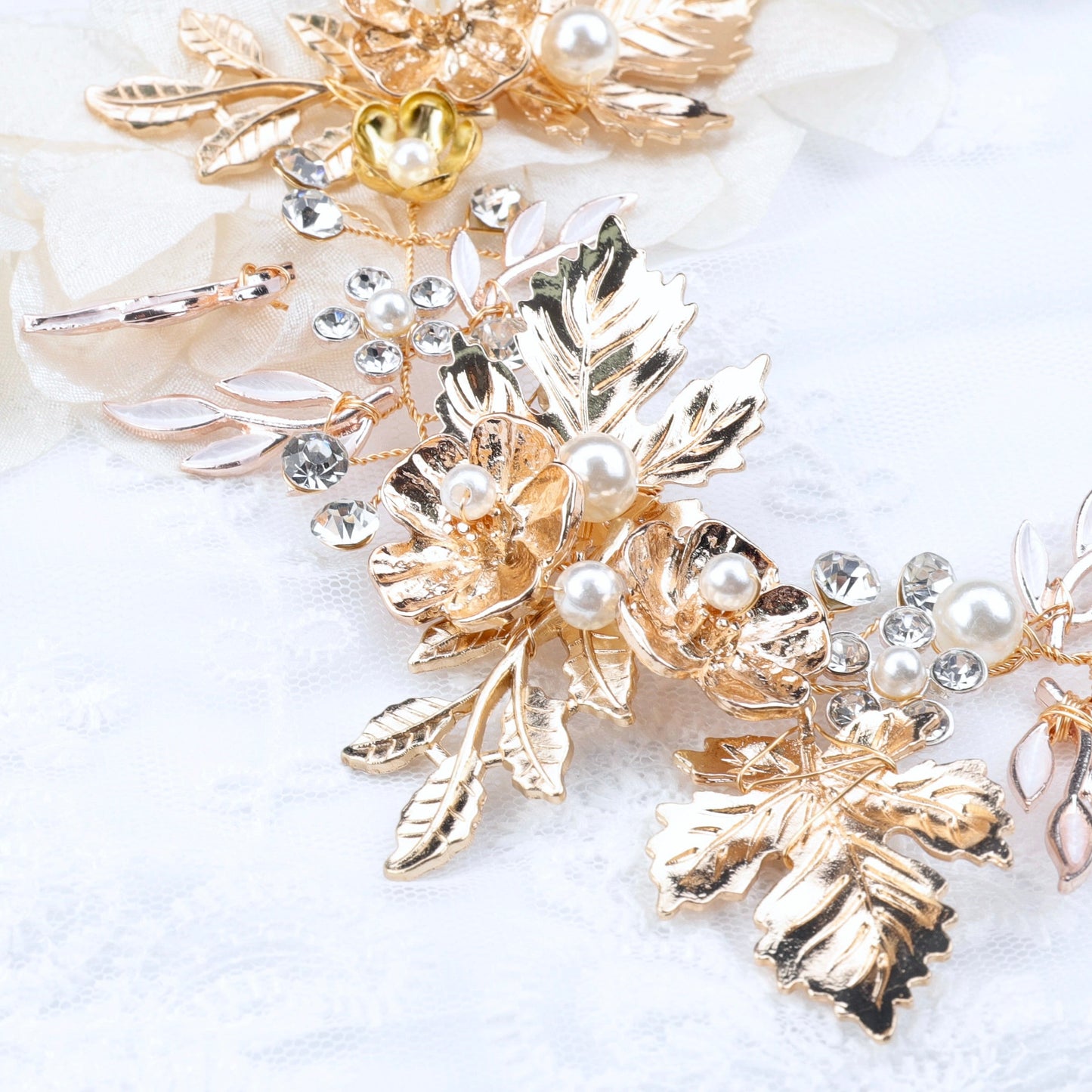 "Charmaine" - Gold Pearl Bridal Headdress