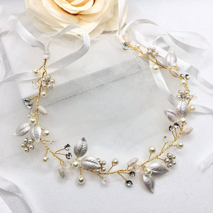 Gladys - Romantic Floral Bridal Headband / Hair Vine