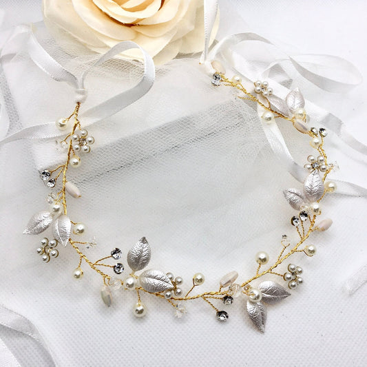 Gladys - Romantic Floral Bridal Headband / Hair Vine