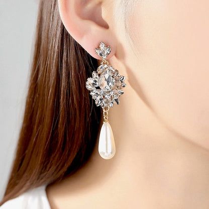 Valencia - Pearl and Crystal Bridal Earrings - Available in Silver and Gold