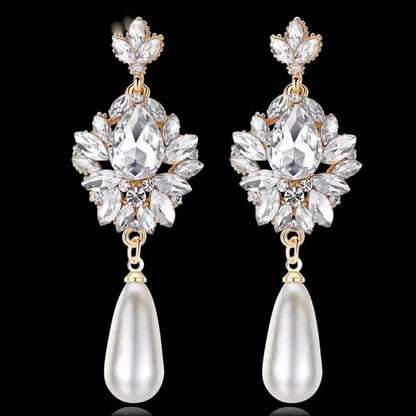 Valencia - Pearl and Crystal Bridal Earrings - Available in Silver and Gold
