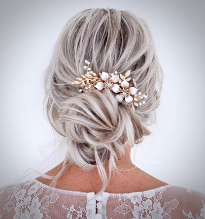"Loreanna" - Gold Pearl Bridal Hair Comb