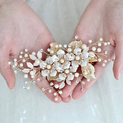 Logan - Gold Pearl Bridal Hair Clip